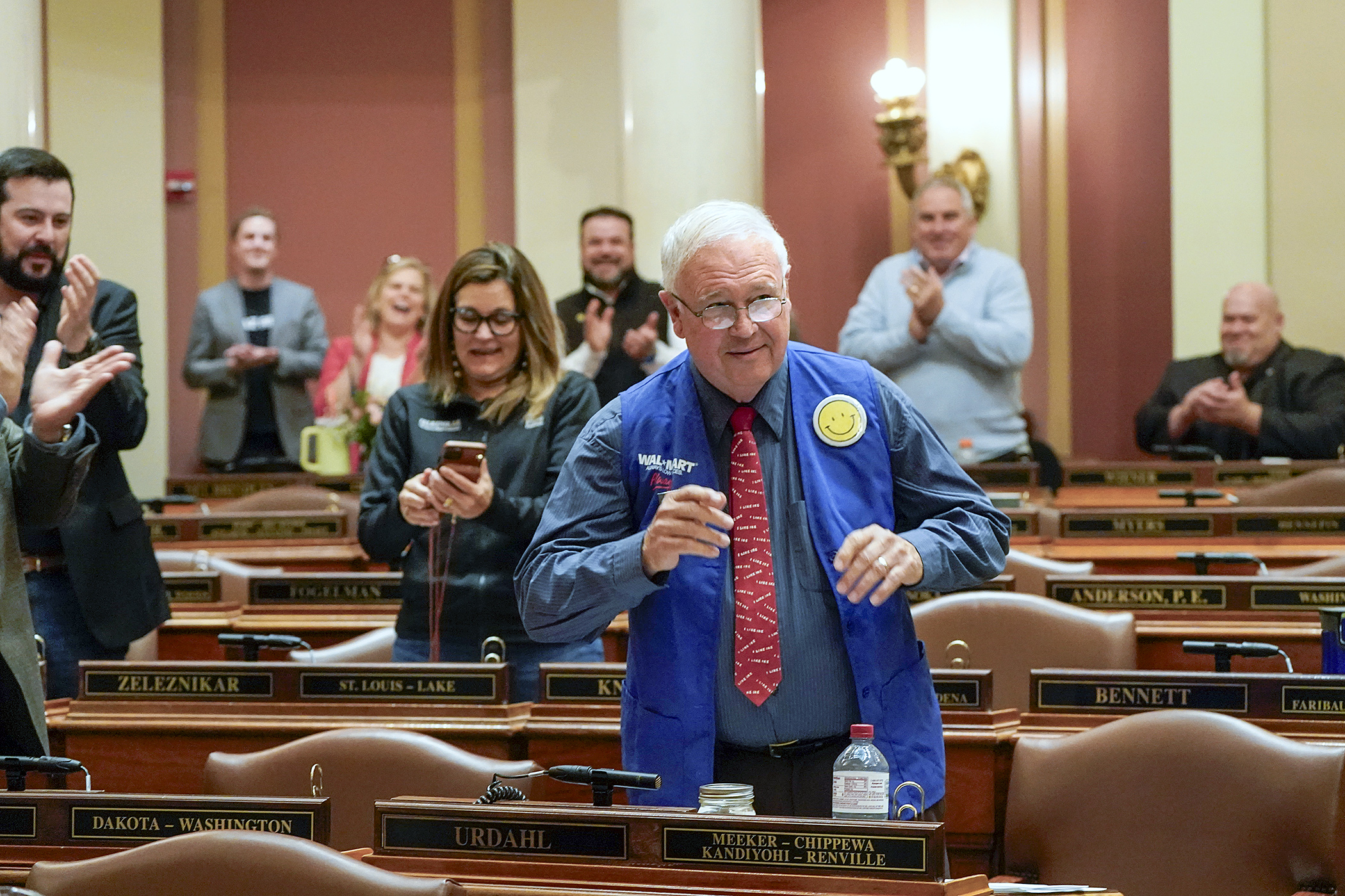 Rep. Dean Urdahl reveals his retirement plans following a speech on the House Floor May 20. The representative from Grove City has served in the House for 22 years. (Photo by Michele Jokinen)